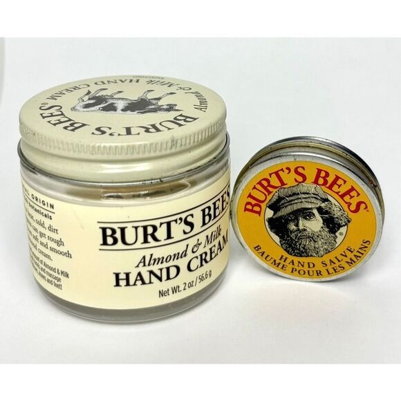 Burt’s Bees Almond Milk Hand Cream Jar 2 fl oz & Mini Hand Salve Tin - Picture 1 of 3